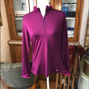 Danskin Now size Medium purple workout top with pink trim zipper on chest